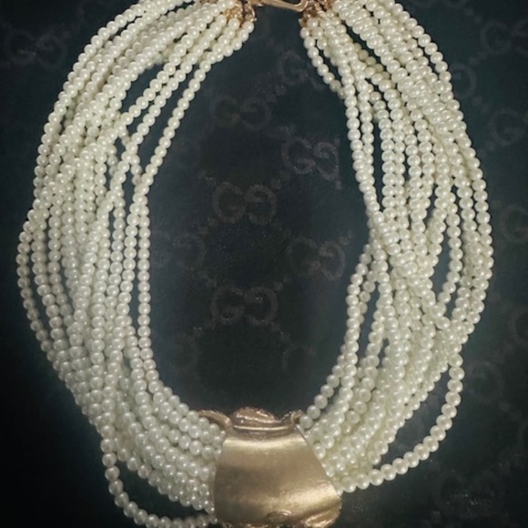 Stunning Kenneth Jay Lane Faux Pearl Snake Pink Rhinestone Necklace! - Picture 11 of 16